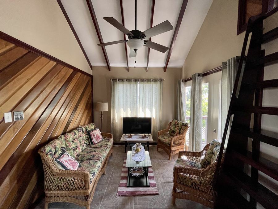 Wood-panelled living room at Paradise